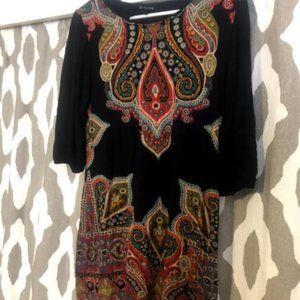 Colorful stretchy tunic dress with sleeves